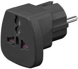 MicroConnect Adaptateur universel de voyage noir - Compatible prises UK, US, DK, CH, IT (Ne convertit pas la tension)