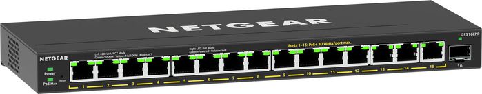 Netgear Commutateur Gigabit Ethernet Plus 16 Ports Haute Puissance PoE+ (231W) avec 1 Port SFP pour VoIP et Caméras IP - GS716TP