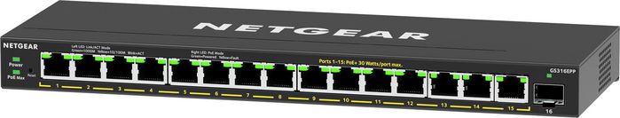 Netgear Commutateur Gigabit Ethernet Plus 16 Ports Haute Puissance PoE+ (231W) avec 1 Port SFP pour VoIP et Caméras IP - GS716TP