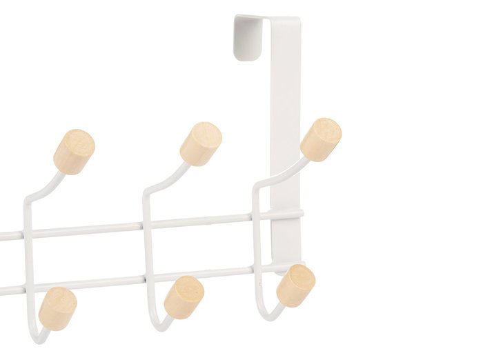 Berilo Portemanteau Métal 10 Crochets Bois Blanc 35 x 17 x 15 cm (Set de 6)