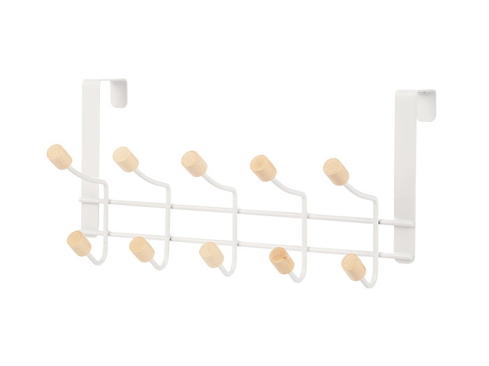 Berilo Portemanteau Métal 10 Crochets Bois Blanc 35 x 17 x 15 cm (Set de 6)