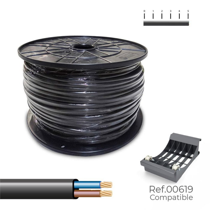 Tuyau pour câble électrique Sediles Noir 2 x 1,5 mm 200 m h05vvh2-f Tuyau pour câble électrique Sediles Noir 2 x 1,5 mm 200 m h05vvh2-f