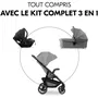 Hauck Shop N Care Trio - Ensemble de voyage 3-en-1 Poussette Nacelle Cosy - Adaptateurs inclus - 4 roues Anti-crevaison - Gris - Jusqu'à 22 kg