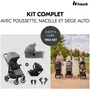 Hauck Shop N Care Trio - Ensemble de voyage 3-en-1 Poussette Nacelle Cosy - Adaptateurs inclus - 4 roues Anti-crevaison - Gris - Jusqu'à 22 kg