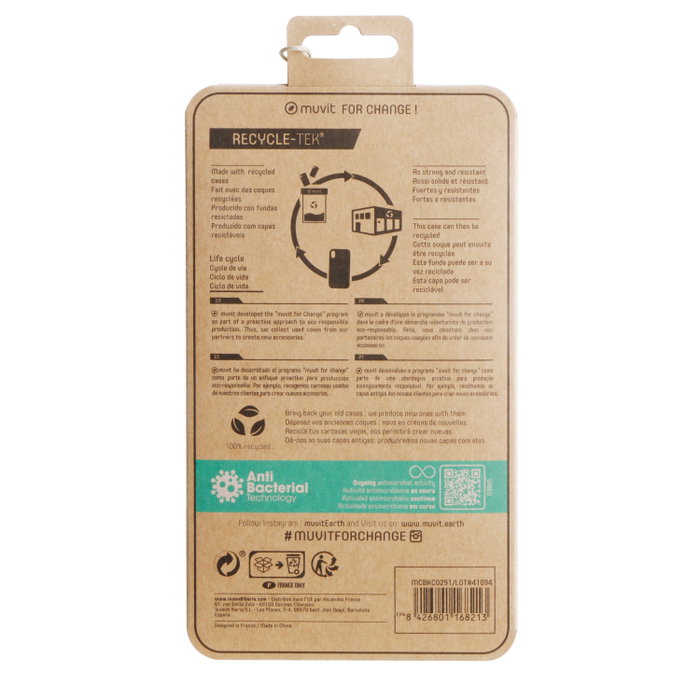 Muvit Recycletek Coque pour Apple iPhone 14 – Protection recyclée et recyclable