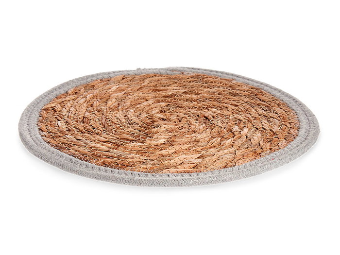 Giftdecor Tapis Naturel Bords Gris 30 cm Fibre Naturelle (Set de 48)