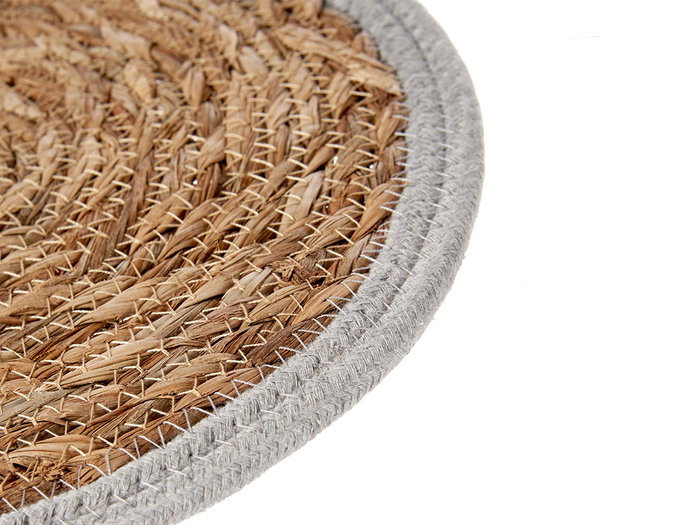 Giftdecor Tapis Naturel Bords Gris 30 cm Fibre Naturelle (Set de 48)