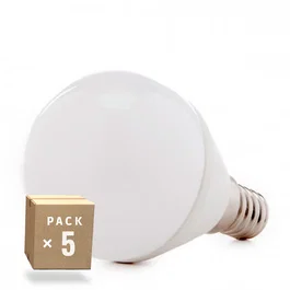 Pack de 5 ampoules LED E14 G45 5W 500Lm Blanc chaud