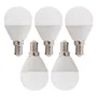 Pack de 5 ampoules LED E14 G45 5W 500Lm Blanc chaud