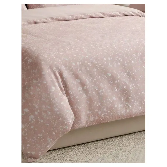 Parure de lit King Size Saumon / Blanc en 100% coton renforcé