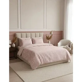 Parure de lit King Size Saumon / Blanc en 100% coton renforcé