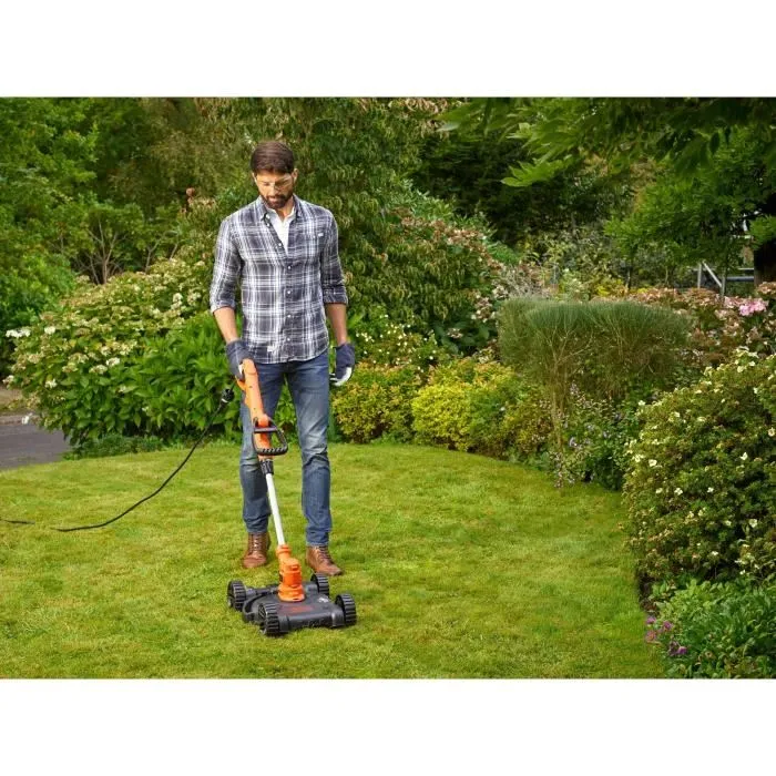 Black + Decker BESTA530CM-QS - Coupe-bordures électrique filaire 3 en 1, 550W, largeur 30 cm, dresse-bordures et fonction tondeuse