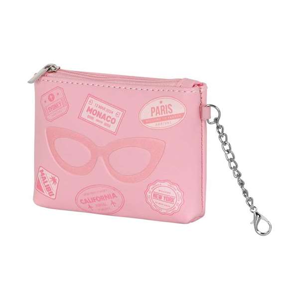 Barbie - Porte-monnaie et porte-cartes de voyage avec fenêtre avant, poche zippée, intérieur doublé, chaîne latérale et porte-clés - En PVC et polyester - Dimensions : 9 x 11 x 1 cm Barbie - Porte-monnaie et porte-cartes de voyage avec fenêtre avant, poche zippée, intérieur doublé, chaîne latérale et porte-clés - En PVC et polyester - Dimensions : 9 x 11 x 1 cm