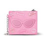 Barbie - Porte-monnaie et porte-cartes de voyage avec fenêtre avant, poche zippée, intérieur doublé, chaîne latérale et porte-clés - En PVC et polyester - Dimensions : 9 x 11 x 1 cm