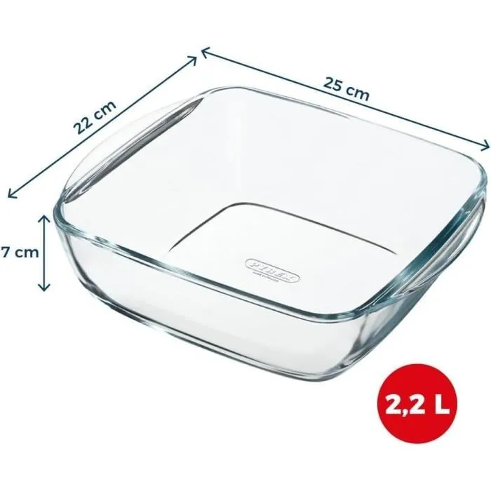 Pyrex 1450142 - Plat pour Air Fryer en verre borosilicate, résistant à la chaleur et lavable au lave-vaisselle, 25 x 22 cm