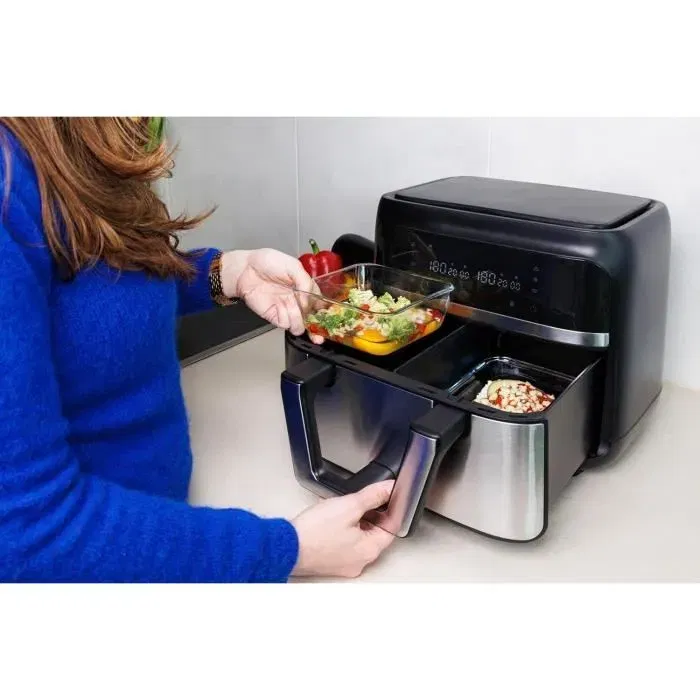 Pyrex 1450142 - Plat pour Air Fryer en verre borosilicate, résistant à la chaleur et lavable au lave-vaisselle, 25 x 22 cm