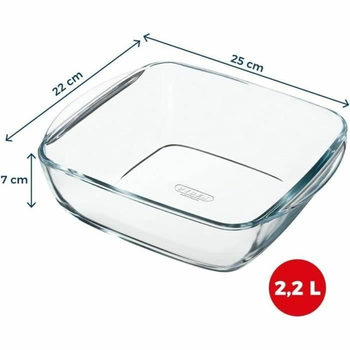 Pyrex Plat Carré pour Air Fryer en Verre Borosilicate 25 x 22 cm