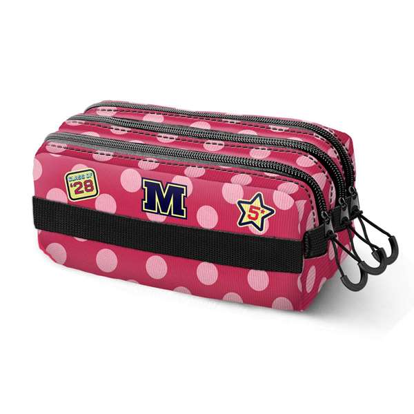 Karactermania Estuche Portatodo Trick FAN 2.2 Class - Etui scolaire Minnie Mouse avec 3 compartiments, bande trolley - 23 x 10 x 11 cm