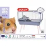 Zolux NéoLife - Cage surélevée pour hamster 78 x 48 x 75 cm avec pieds en bois, étage, roue et accessoires - Gris
