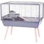 Zolux NéoLife - Cage surélevée pour hamster 78 x 48 x 75 cm avec pieds en bois, étage, roue et accessoires - Gris