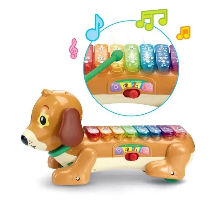 Vtech Elton, Mon Rouli Xylophone - Jouet d'éveil musical éducatif avec 8 touches lumineuses - En français