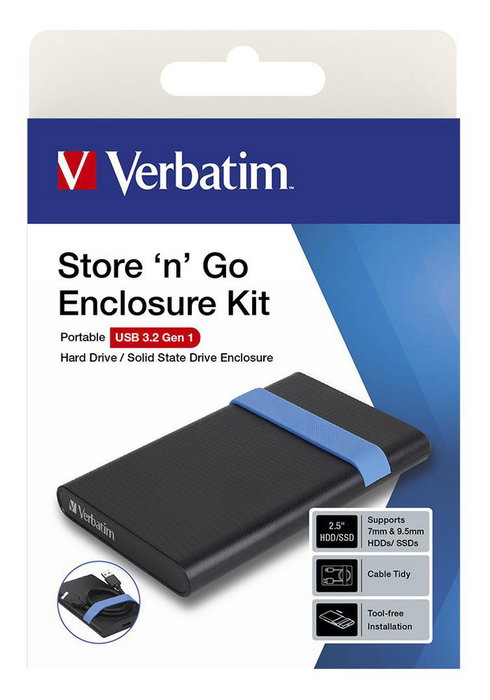 Verbatim Boîtier Externe pour HDD/SSD 2.5" SATA - USB 3.2 Gen 1 - Montage Sans Outil
