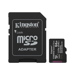 Kingston Canvas Select Plus 64 Go microSDXC Classe 10 UHS-I U1 A1 V10 Carte Mémoire