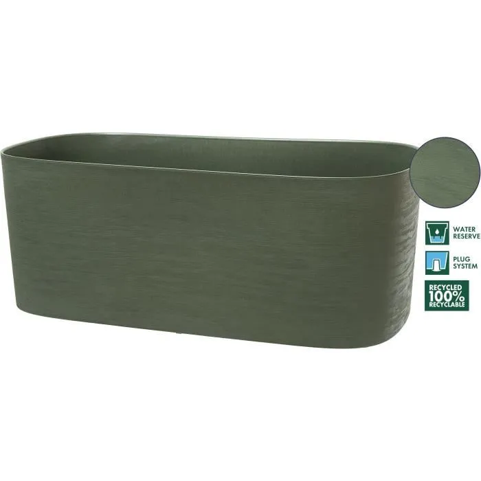 Garden Id Jardinière XL RESPECT avec réserve d'eau 80 x 38 cm Vert de gris - Fabriquée à partir de déchets ménagers recyclés et recyclable - Durable et résistante aux intempéries
