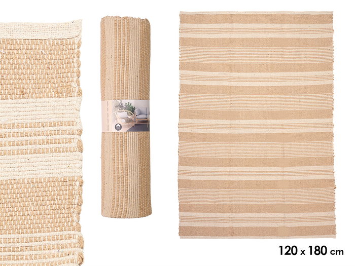 Giftdecor Tapis 2 Couleurs 120 x 180 cm 100% Coton Blanc et Marron (Set de 4) Giftdecor Tapis 2 Couleurs 120 x 180 cm 100% Coton Blanc et Marron (Set de 4)