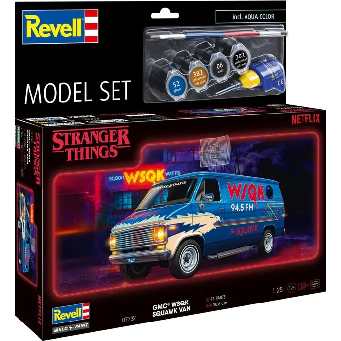 Revell GMC WSQK Squawk Van - Maquette de voiture Stranger Things avec colle, peintures et accessoires