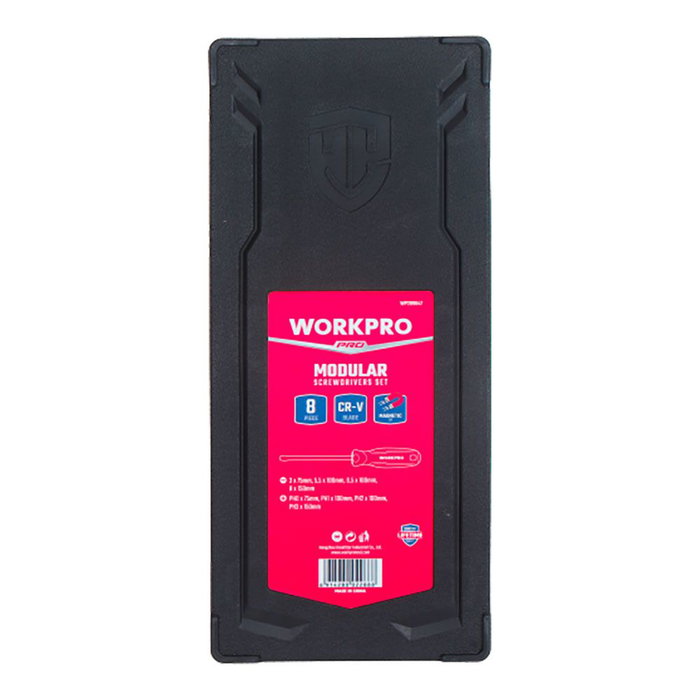 Workpro Jeu de 8 tournevis en acier CR-V (4 Phillips et 4 plats)