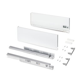 Emuca Tiroir extérieur Protone 30kg , coulisses à sortie totale et fermeture amortie, hauteur 178mm, profondeur 500mm, Acier, Peint en blanc