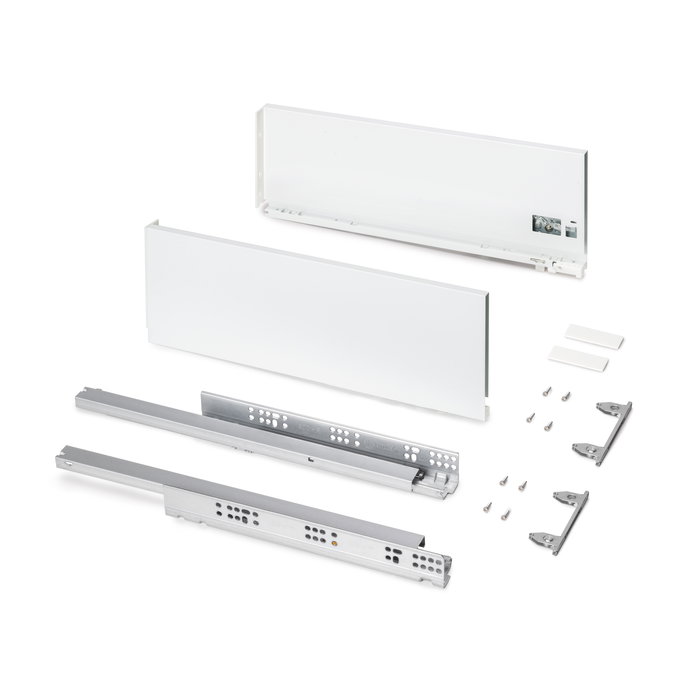 Emuca Tiroir extérieur Protone 30kg , coulisses à sortie totale et fermeture amortie, hauteur 178mm, profondeur 500mm, Acier, Peint en blanc Emuca Tiroir extérieur Protone 30kg , coulisses à sortie totale et fermeture amortie, hauteur 178mm, profondeur 500mm, Acier, Peint en blanc