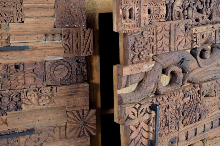 GINER Y COLOMER - Buffet en bois de manguier récupéré naturel - 2 portes et 3 tiroirs - Dimensions 150 x 50 x 90 cm GINER Y COLOMER - Buffet en bois de manguier récupéré naturel - 2 portes et 3 tiroirs - Dimensions 150 x 50 x 90 cm