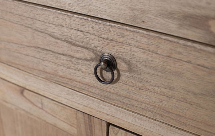 GINER Y COLOMER Buffet en bois massif de mindi design naturel - 2 tiroirs et 4 portes avec rangement spacieux pour salon ou salle à manger