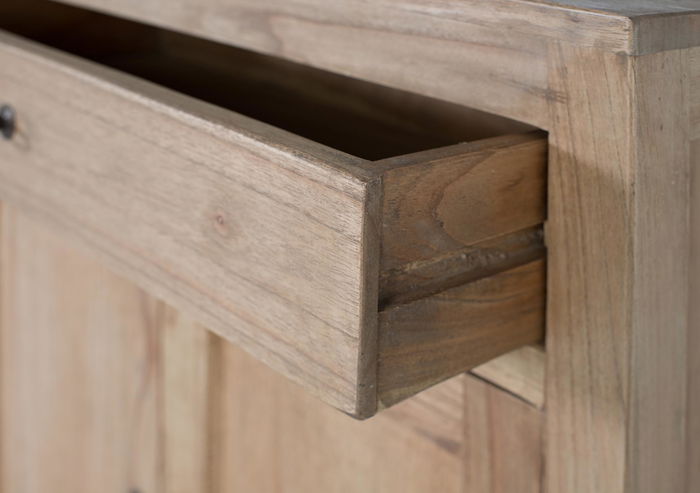 GINER Y COLOMER Buffet en bois massif de mindi design naturel - 2 tiroirs et 4 portes avec rangement spacieux pour salon ou salle à manger