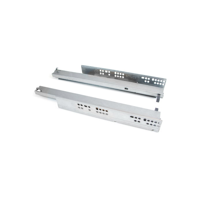 Emuca Jeu de coulisses invisibles Silver, coulisse à sortie totale, push, profondeur 500mm, Acier, Zingué