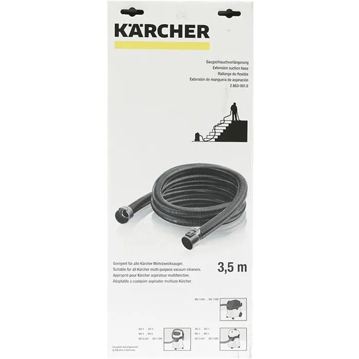 Karcher - Rallonge de flexible d'aspiration 3,5 m (2.863-305.0) - Compatible aspirateurs eau et poussières