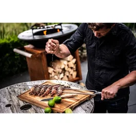 Forged Fourchette Barbecue Churrasco 60 cm en Acier Inoxydable SS430 avec Manche en Bois d'Olivier de style Brésilien