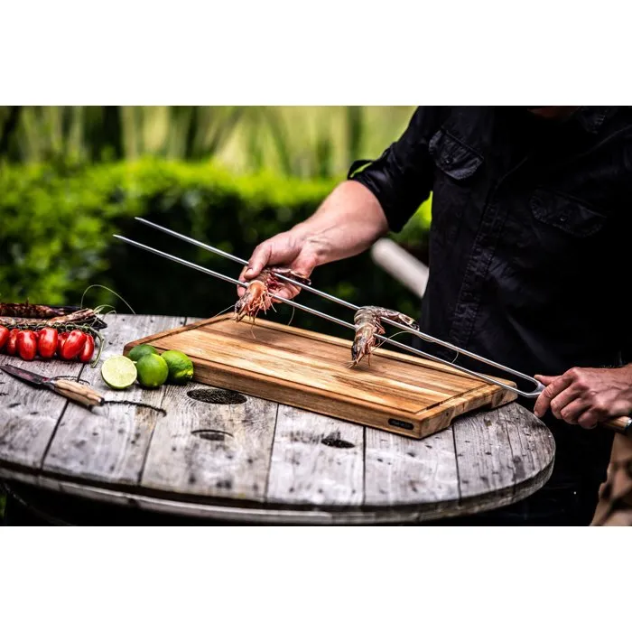 Forged Fourchette Barbecue Churrasco 60 cm en Acier Inoxydable SS430 avec Manche en Bois d'Olivier de style Brésilien