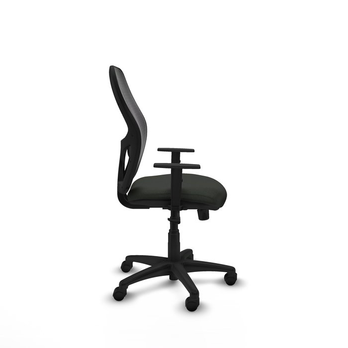 Chaise Alocén Synchro 3 positions tissu Noir Structure polyamide noire Accoudoir 1D Sans appui-tête Roulettes en nylon 50 mm