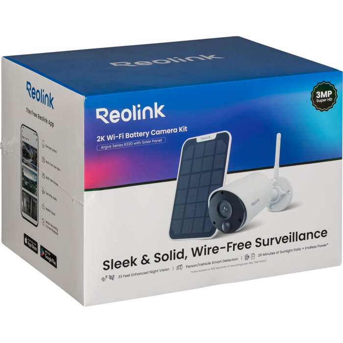 Reolink B320 Caméra extérieure Solaire 3 MP - Blanc Reolink B320 Caméra extérieure Solaire 3 MP - Blanc