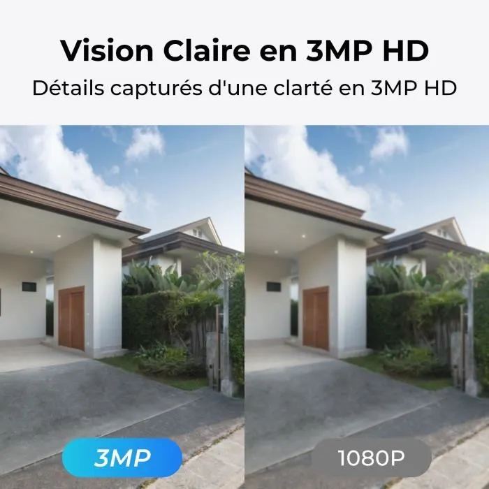 Reolink B320 Caméra extérieure Solaire 3 MP avec Vision Nocturne, Détection Intelligente et Compatible Alexa/Google Assistant - Blanc