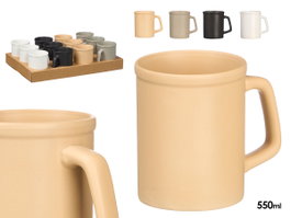 Vessia Jarra en Céramique Assortiment Couleurs Neutres Beige Blanc Gris Noir 550 ml 13x12x9 cm (Set de 24)