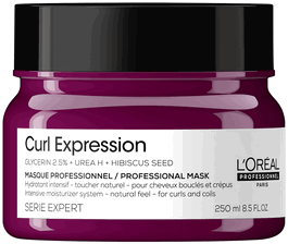 L'Oréal Professionnel - Masque Crème Curl Expression à la Glycérine 2.5% et Graine d'Hibiscus - Hydratation Intense pour Cheveux Bouclés - 250 ml