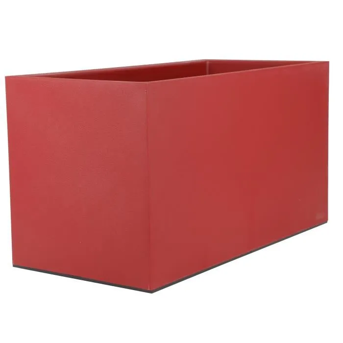 Riviera Jardinière rectangulaire en plastique recyclable, système de rétention d'eau, 85 litres, dimensions 79 x 39.5 x 44.5 cm, couleur rouge