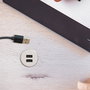 Emuca Kit de connecteurs de charge USB Plugy, 2 ports USB Type A, Gris métallisé