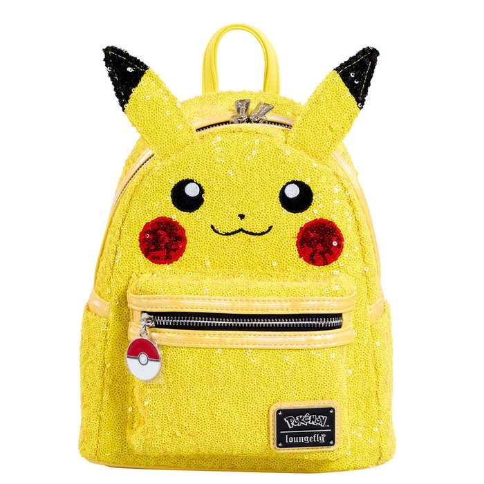 LOUNGEFLY Sac à dos Pokémon Pikachu 26 cm en similicuir vegan avec broderies, paillettes et poches