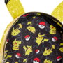 LOUNGEFLY Sac à dos Pokémon Pikachu 26 cm en similicuir vegan avec broderies, paillettes et poches