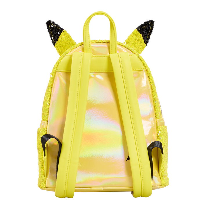 LOUNGEFLY Sac à dos Pokémon Pikachu 26 cm en similicuir vegan avec broderies, paillettes et poches